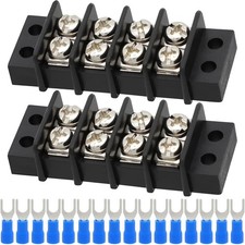 Dual Row Panel Mount Terminal Blocks 2 Pack 4 Circuits 200V-450V + 16 Connectors