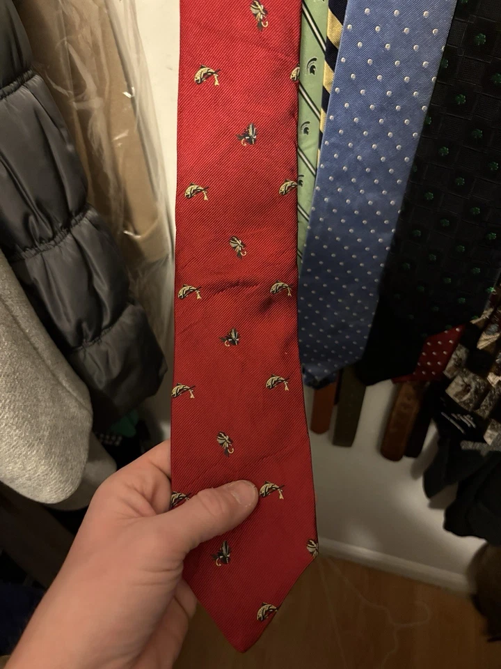 Corbata De Colección Brooks Brothers Importación EE. UU. Seda Trucha Pez Seda Años 40 RARA Foto 4 de 4