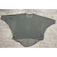Poof Top Women Large Gray Short Sleeve Dolman Batwing Mesh Panel High-Low 120348