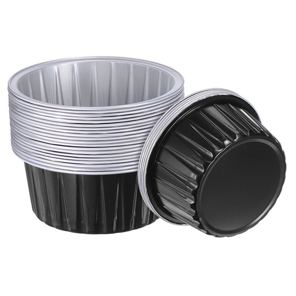 Schwarze Cupcake-FöRmchen, 25 StüCk Aluminiumfolie 5Oz Standard Cupcake-FöRmchen-image