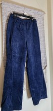 90s vintage blue petite - blue corduroy pants, elastic waist size SP
