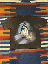 Vintage Bud Ice Penguin Shirt Mens XL Black C...