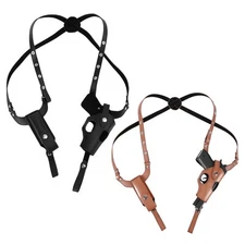 Tactical Gun Holster Shoulder Genuine Leather Pistol and Mag Concealed Vest New