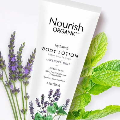 Nourish Organic Hydrating Body Lotion with Lavender Mint Scent 8 Fl Oz Pack of 3
