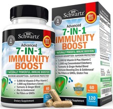 Immune Support Supplement with Zinc Vitamin C D 120 Count Pack of 1 