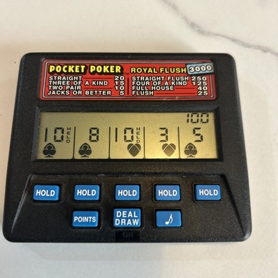 Vtg 90s Radica Pocket Poker Royal Flush 3000 Hand Held Model 1310 Works Tested