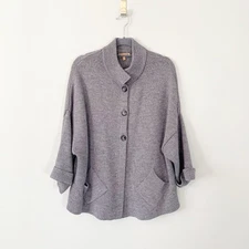 Cocogio Made in Italy merino wool blend drop shoulder roll cuff cardigan sweater