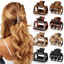 Oeusnael 8 PCS Medium Hair Clips for 1 Count Pack of 8 , Leopard  Tortoise