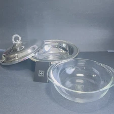 International Silver Company Silver Plated w PYREX Bowl inside Serving Oven To T
