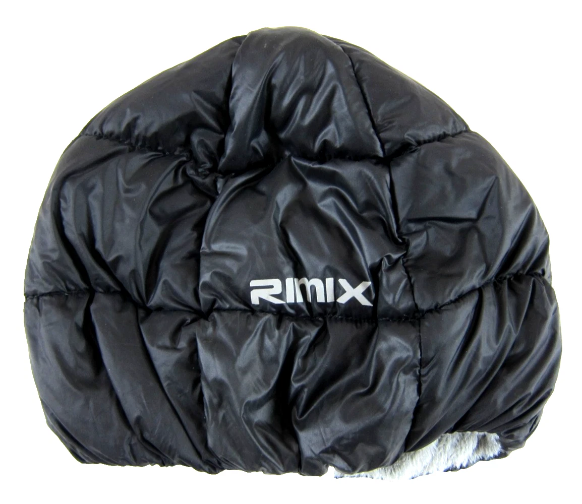 RIMIX Black Quilted Fleece Lined Warm Cozy Snow Winter Puffer Beanie Hat Cap O/S