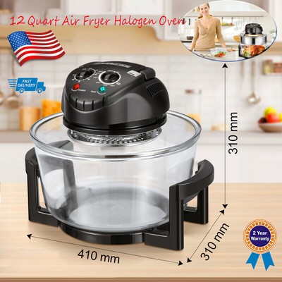 12 Qt 1200W Air Fryer Halogen Oven Temperature Control, Timer Bake Frying Steam