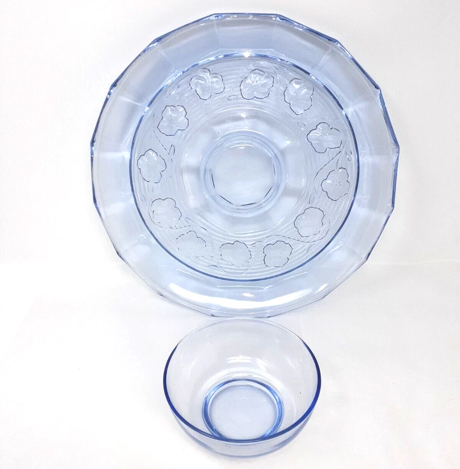 Vidrio de zafiro azul Chip-N-Dip vintage de Essentials Toscany Georgetowne 2 piezas Foto 2 de 4