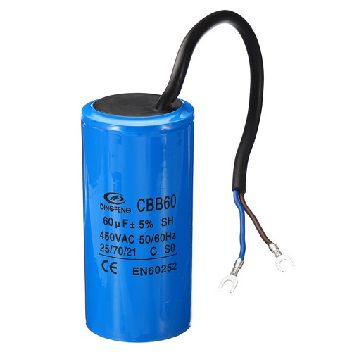 CBB60 60uF Running Capacitor, AC 450V 2 Wires 50/60Hz Cylinder 100x50mm - Picture 1 of 1
