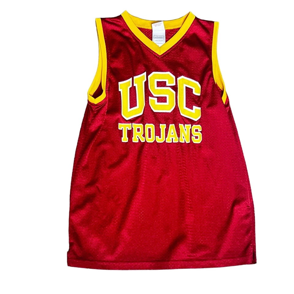 Camiseta deportiva de baloncesto troyana USC para niños grande cardenal dorada sin mangas de nailon Foto 4 de 4