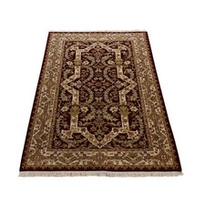 3'1" x 5' Burgundy Red Hand Knotted 300 KPSI Wool Zoroastrian Design Rug R78365