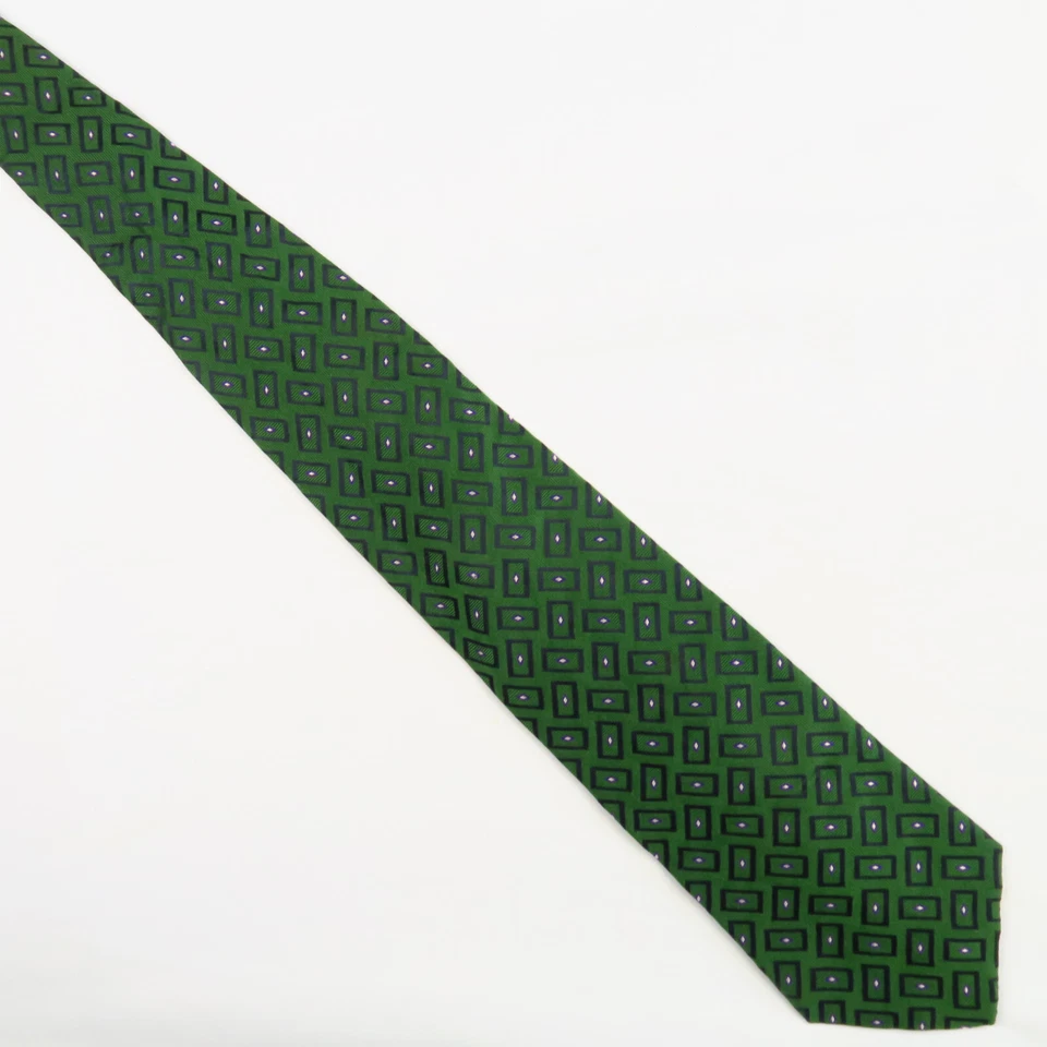 Corbata de Colección Nautica Verde Geométrica Rectángulos Diamantes 55x4 Clásica Moderna Foto 2 de 4