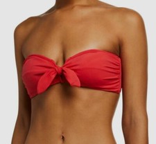 95 Onia Women's Red Madeline Tie-Front Bandeau Bikini Top Swimwear Size Large