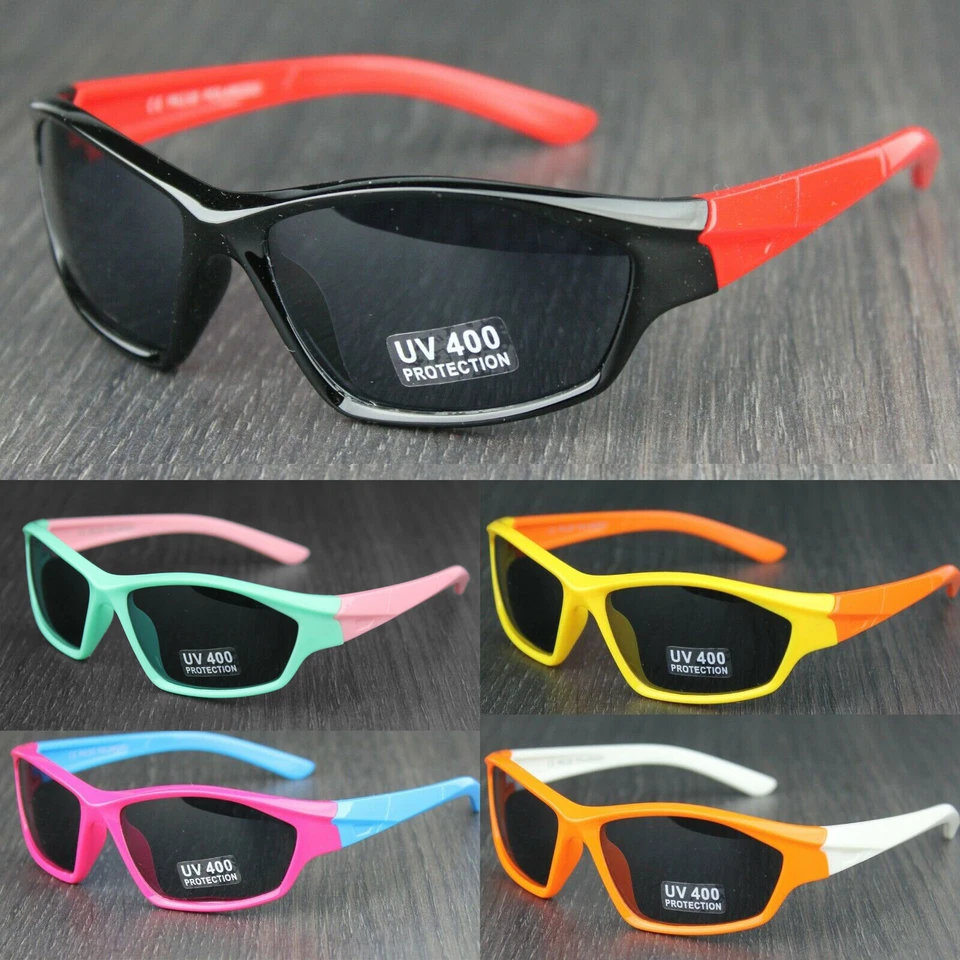 Kids Children Sports Shield Light Flex Frame Polarised UV400 Sunglasses - Image 1 of 1