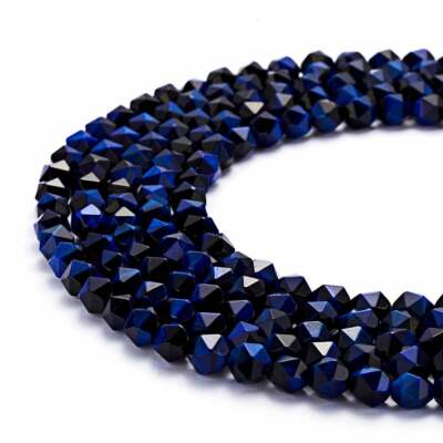 Blue Tiger Eye Faceted Star Cut Beads Size 8mm 15.5'' Strand