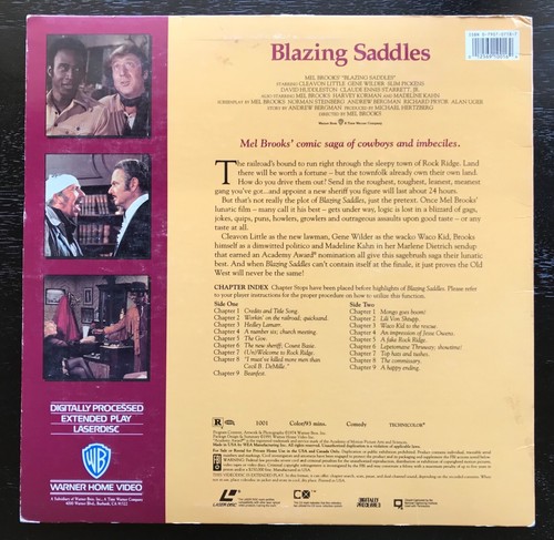 BLAZING SADDLES Laserdisc MEL BROOKS, GENE WILDER, MADELINE KAHN, Cleavon LD - Picture 2 of 2