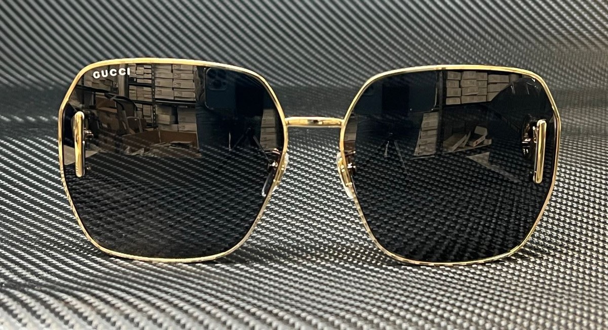 GUCCI GG1207SA 002 Gold Grey Women's 64 mm M Size Sunglasses