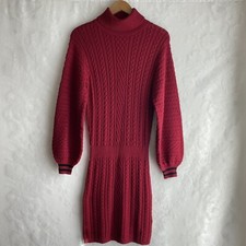 Joie Jelinelle Red Turtleneck Cable Knit Sweater Dress Women’s XS