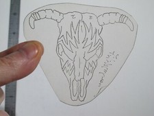 vtg 1960s 70s Tattoo Flash acetate stencil Animals Cowskull signed AN2