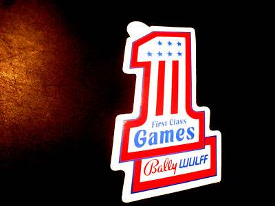 Decal / Sticker + First Class Games + Bally Wulff + Money Gaming Devices + 12 cm