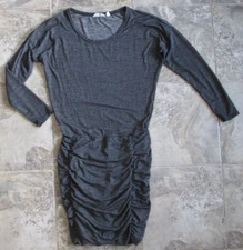 Athleta Women's Tulip Dress Small Ruched Side Long Sleeve Black Gray Shimmer