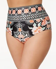 BECCA ETC Multi Floral-Print High-Waist Bikini Bottom Swimsuit Separates Plus 0X