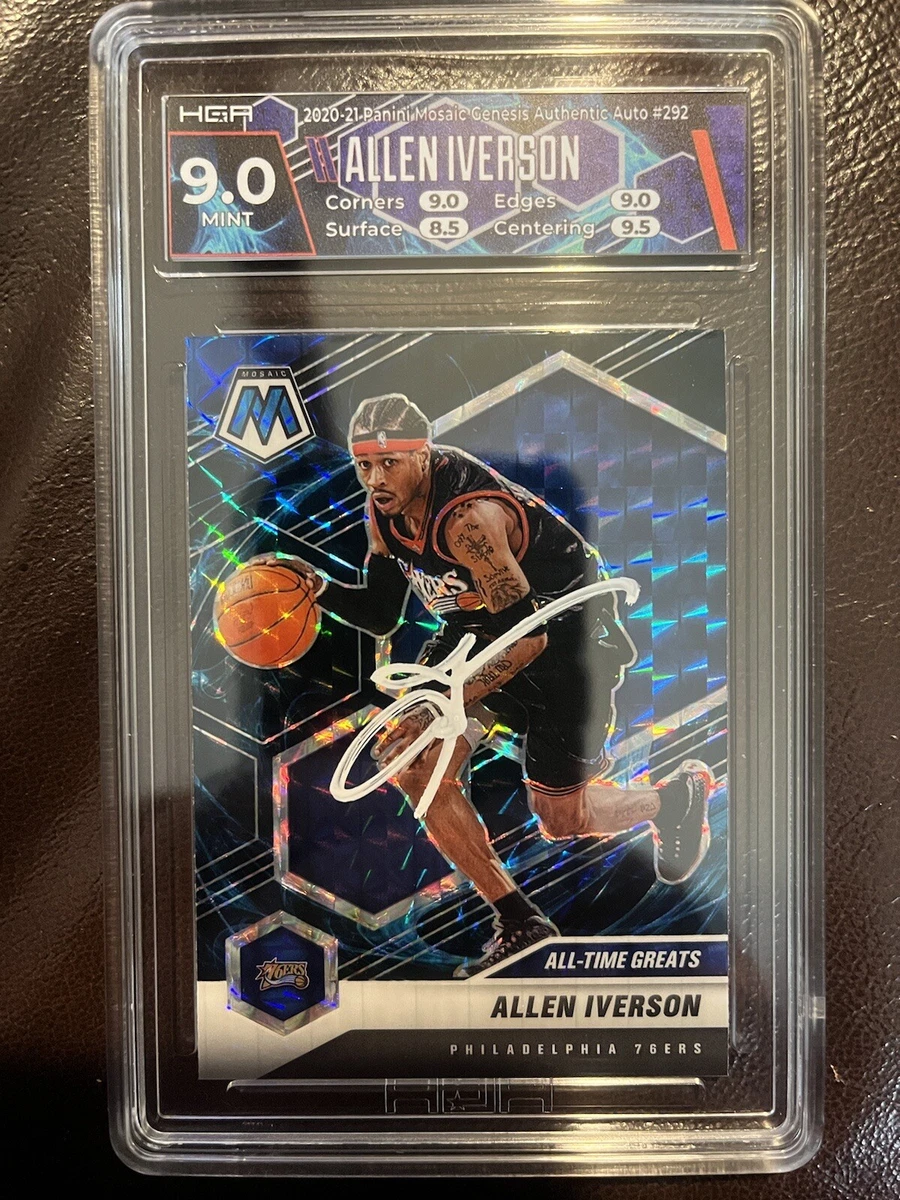 2020-21 Panini Mosaic Allen Iverson All-Time Greats Genesis On-Card Auto! HGA 9