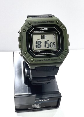 Casio Digital Mens Watch Illuminator Sports Alarm W218H-3 Black