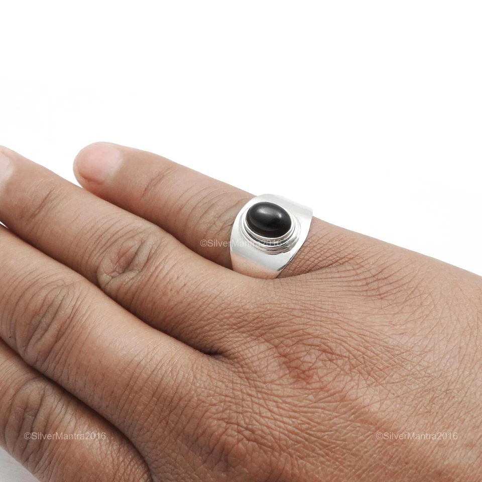 Massiccio 925 Argento Sterling Naturale Onice Nera Natale Giftring Gioielli - Immagine 4 di 4