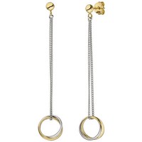 OhrhäNger HäNgerstecker Ringe Auf Kettchen, 925 Silber Rhodiniert Gelbvergoldet
