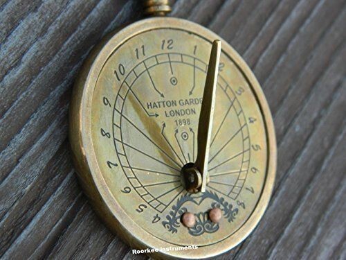 Brass Sundial Key Chain Vintage Nautical Compass Keyring Antique Maritime Gift - Picture 2 of 8