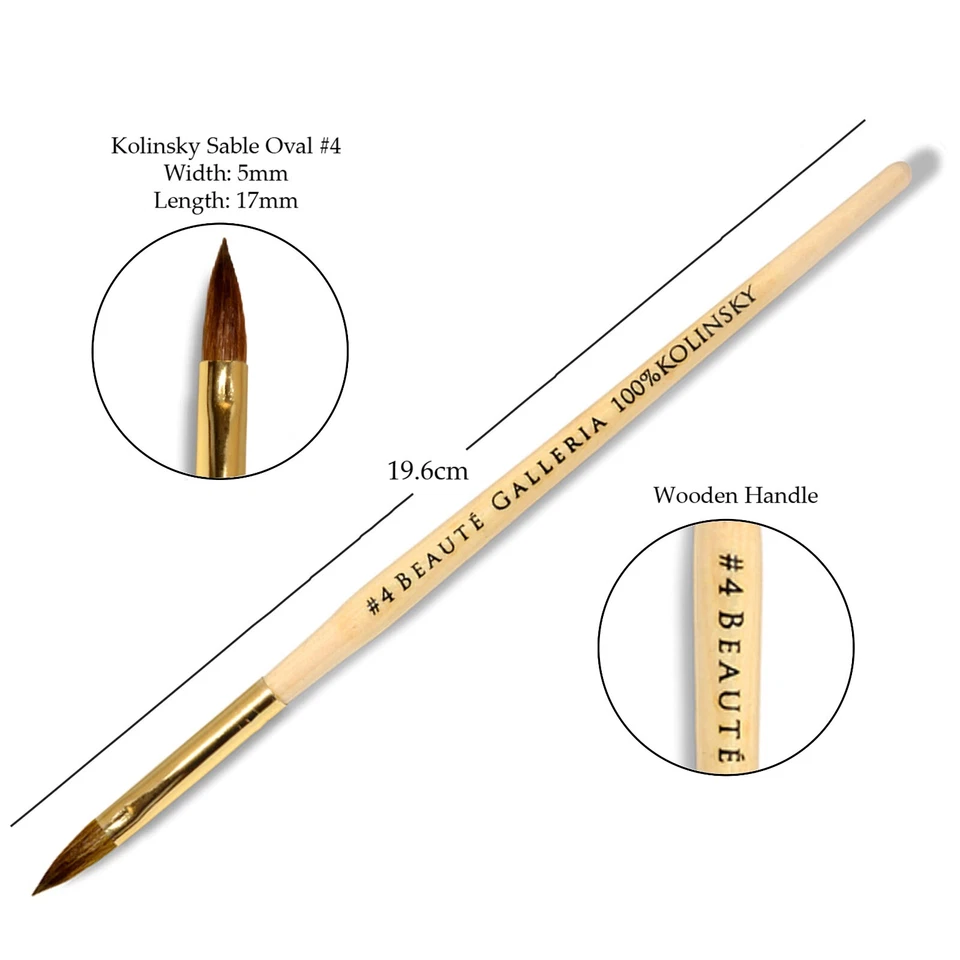 3pcs Kolinsky Oval Acrylic Nail Art Brush Set Detailing Painting Pen Size 4,8,10 - Image 3 of 4