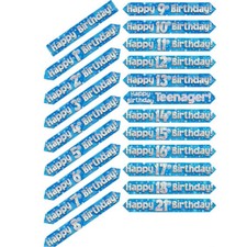 9ft Blue & Silver Holographic Foil Party Birthday milestone Banner Decoration