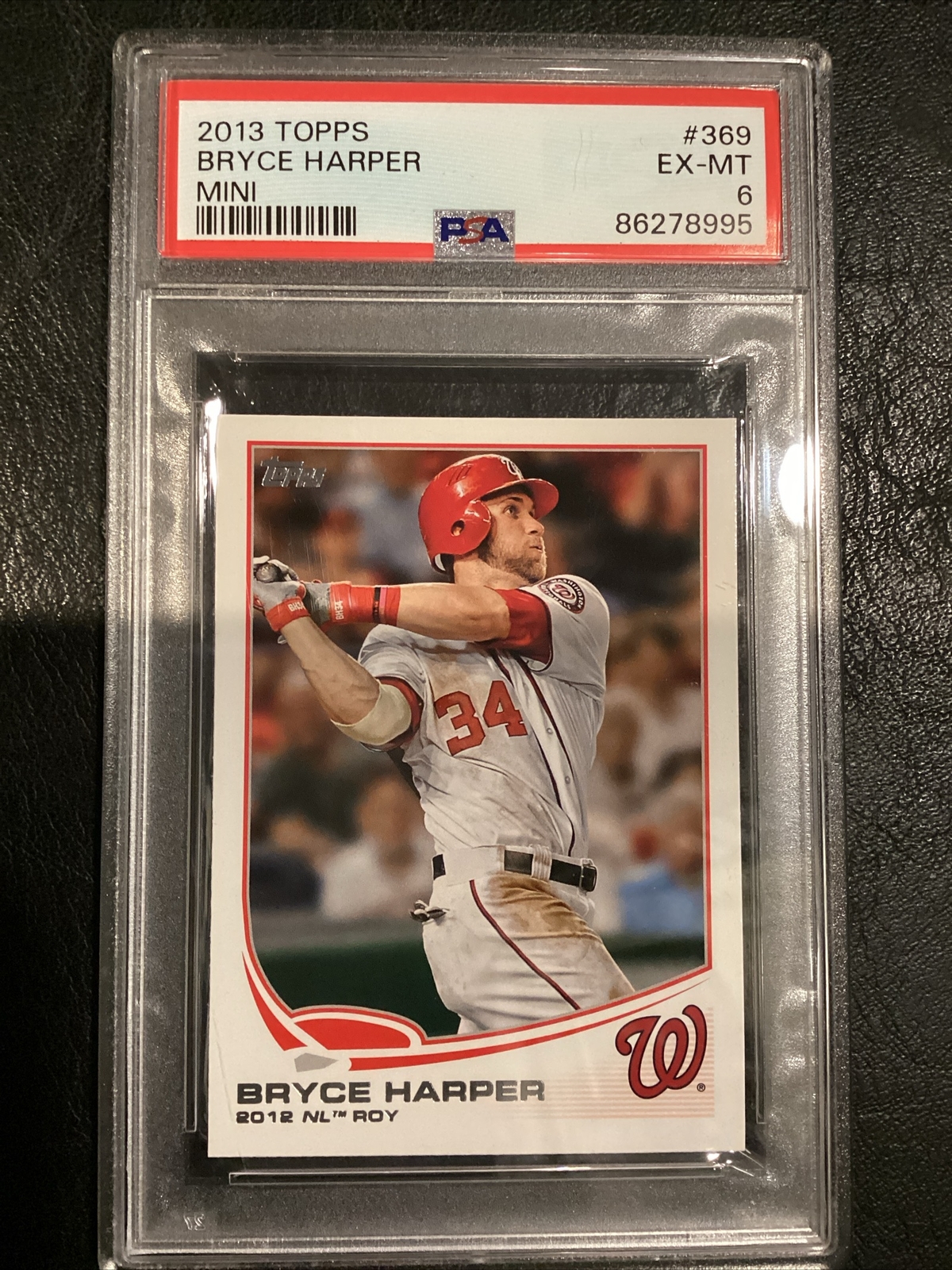 BRYCE HARPER 2013 TOPPS 2012 NL ROY MINI ROOKIE NATIONALS CARD #369 PSA 6 EX-MT