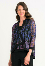 Joseph Ribkoff Swing Jacket - Sheer Purple/multi/black Uk10 Us8 Rrp£279
