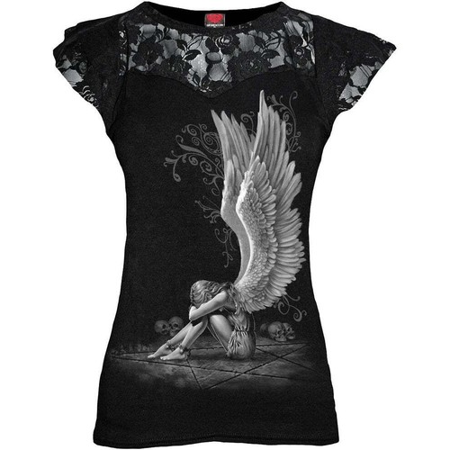 Spiral Direct Enslaved Angel Lace Layered Cap Sleeve Top - Picture 4 of 10