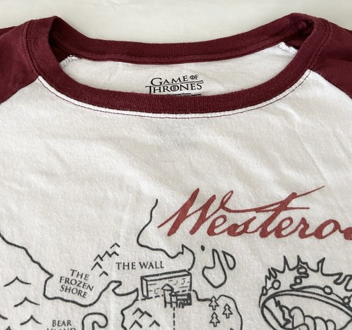 Game Of Thrones Map Of WESTEROS Raglan T-Shirt L Fantasy Dragon Lannister - 第 9/15 張圖片