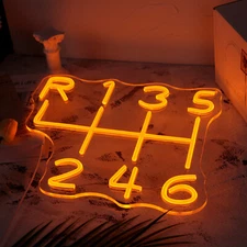 Car Gear Shift Pattern LED Neon Sign Dimmable Garage Man Cave Wall Decor