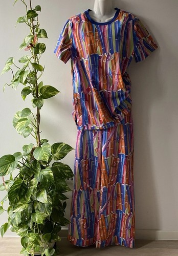 STELLA JEAN Matching Set Trousers And Top Vibrant Print Size 40 Italy 8/10 UK - Picture 1 of 24