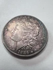 1886 Morgan Silver Dollar Beautiful Rainbow Album Toning BU UNC Monster Color
