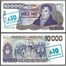 ARGENTINA 10 Australes 1985 - UNC - Pick 322a