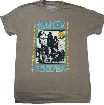 Alice Cooper School s Out Tour 1972 T-Shirt Tan /Med Rock Band Tee Global -NEW