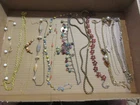 VINTAGE LOT OF 12 GOLD SILVER TONE NECKLACES, 1 TRIFARI, LR 2 GOLD FILLED, CRYST