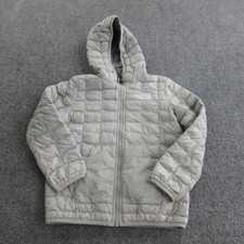 The North Face Jacket Kids 6 Gray Quilted Puffer Hooded Full Zip Winter Coat