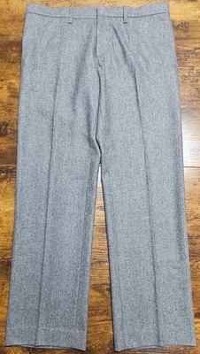 Caruso Medium Grey Wool Flannel Pants Superfine 120s Italy Size 50 34x30 Ex Cond