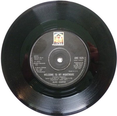 Alice Cooper Welcome To My Nightmare 7'' Anchor ANC1025 EX 1975 there is stick...